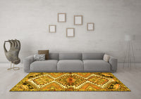 Machine Washable Persian Yellow Traditional Rug, wshtr4398yw