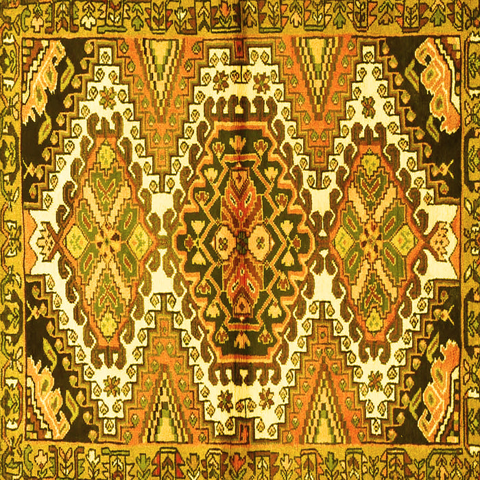 Square Machine Washable Persian Yellow Traditional Rug, wshtr4398yw