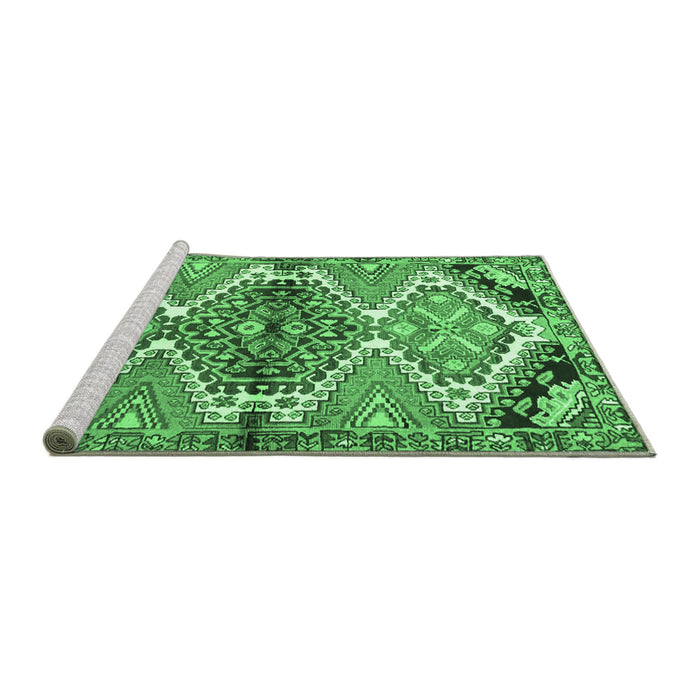 Sideview of Machine Washable Persian Emerald Green Traditional Area Rugs, wshtr4398emgrn