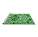 Sideview of Machine Washable Persian Emerald Green Traditional Area Rugs, wshtr4398emgrn