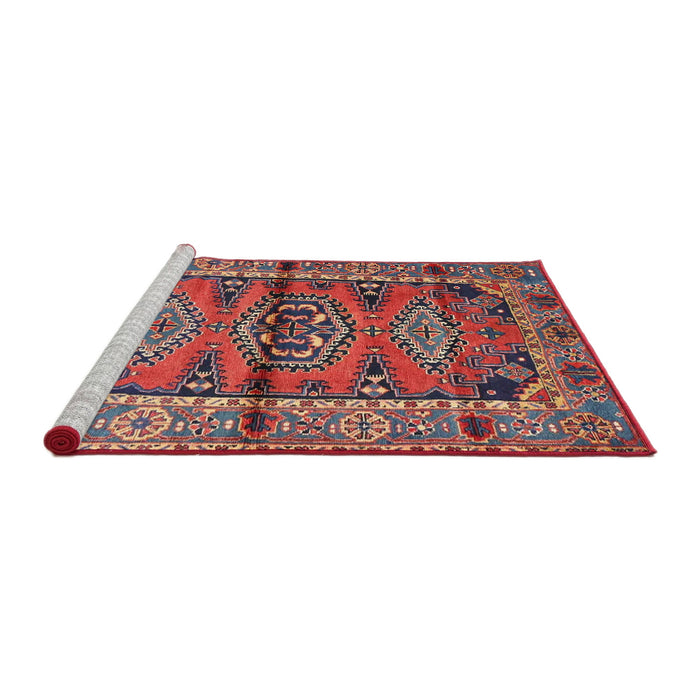 Sideview of Machine Washable Traditional Fire Brick Red Rug, wshtr4399