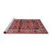 Sideview of Machine Washable Traditional Fire Brick Red Rug, wshtr4399