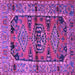 Square Machine Washable Persian Purple Traditional Area Rugs, wshtr4399pur