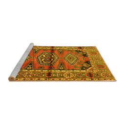 Sideview of Machine Washable Persian Yellow Traditional Rug, wshtr4399yw