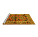 Sideview of Machine Washable Persian Yellow Traditional Rug, wshtr4399yw