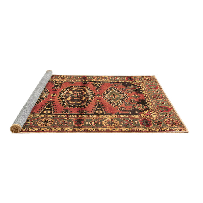 Sideview of Machine Washable Persian Brown Traditional Rug, wshtr4399brn