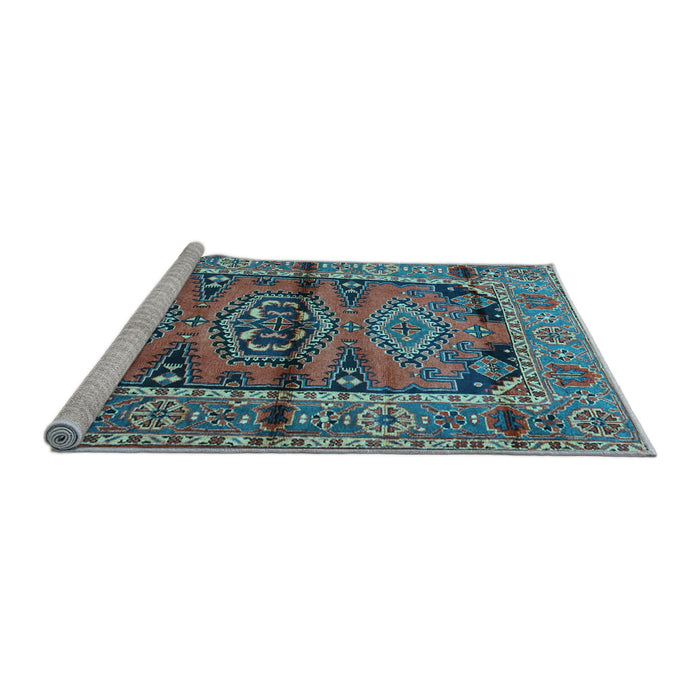 Sideview of Machine Washable Persian Light Blue Traditional Rug, wshtr4399lblu
