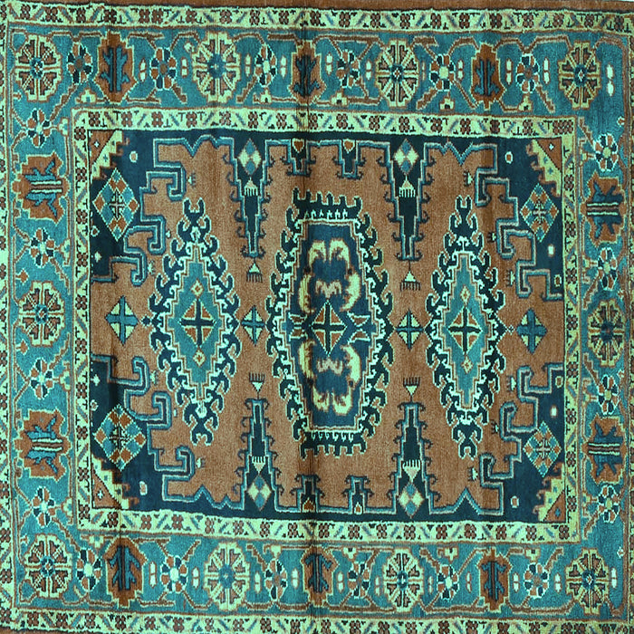 Square Machine Washable Persian Turquoise Traditional Area Rugs, wshtr4399turq