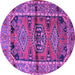 Round Machine Washable Persian Purple Traditional Area Rugs, wshtr4399pur