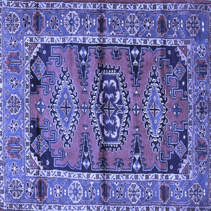 Square Machine Washable Persian Blue Traditional Rug, wshtr4399blu