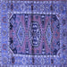 Square Machine Washable Persian Blue Traditional Rug, wshtr4399blu