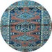 Round Machine Washable Persian Light Blue Traditional Rug, wshtr4399lblu