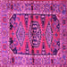 Square Machine Washable Persian Pink Traditional Rug, wshtr4399pnk