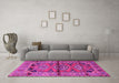 Machine Washable Persian Pink Traditional Rug in a Living Room, wshtr4399pnk