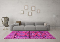 Machine Washable Persian Pink Traditional Rug, wshtr4399pnk