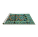 Sideview of Machine Washable Persian Turquoise Traditional Area Rugs, wshtr4399turq