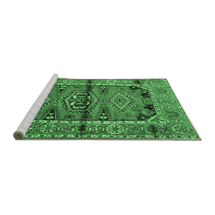 Sideview of Machine Washable Persian Emerald Green Traditional Area Rugs, wshtr4399emgrn