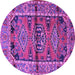 Round Persian Purple Traditional Rug, tr4399pur