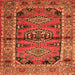 Round Machine Washable Persian Orange Traditional Area Rugs, wshtr4399org