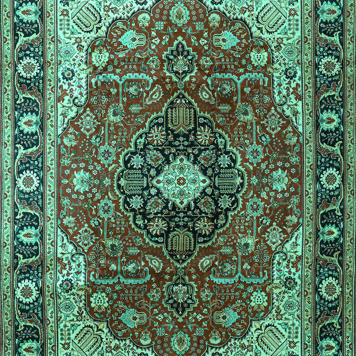 Machine Washable Medallion Turquoise Traditional Area Rugs, wshtr439turq