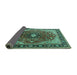 Sideview of Medallion Turquoise Traditional Rug, tr439turq