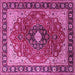 Square Machine Washable Medallion Pink Traditional Rug, wshtr439pnk