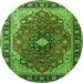 Machine Washable Medallion Green Traditional Area Rugs, wshtr439grn