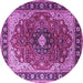 Round Medallion Purple Traditional Rug, tr439pur