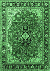 Medallion Emerald Green Traditional Rug, tr439emgrn