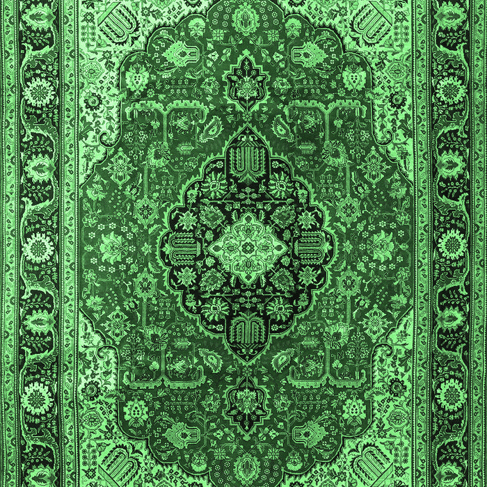 Medallion Emerald Green Traditional Rug, tr439emgrn