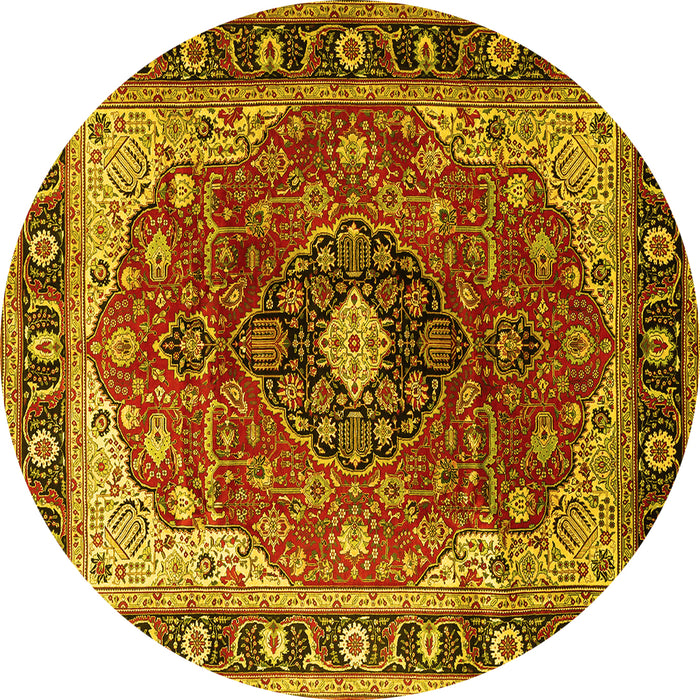 Round Medallion Yellow Traditional Rug, tr439yw