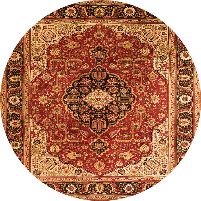 Square Medallion Orange Traditional Rug, tr439org