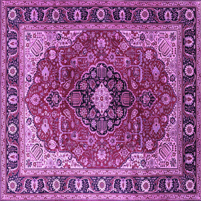 Square Machine Washable Medallion Purple Traditional Area Rugs, wshtr439pur