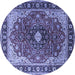 Round Medallion Blue Traditional Rug, tr439blu