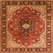 Serging Thickness of Medallion Orange Traditional Rug, tr439org