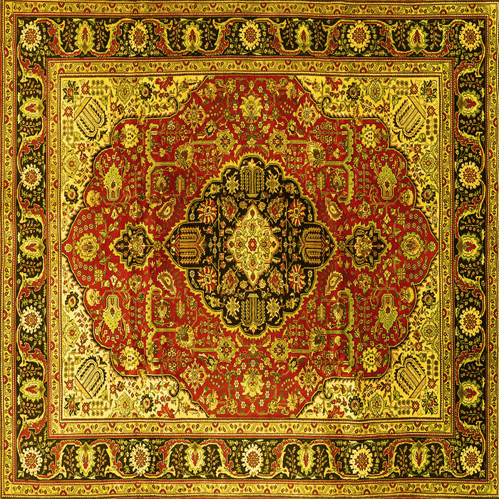 Square Medallion Yellow Traditional Rug, tr439yw