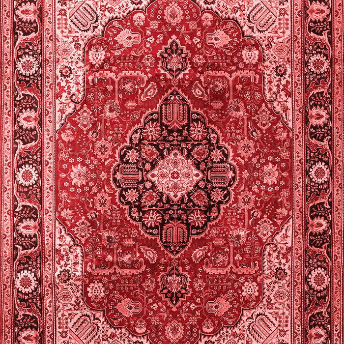 Machine Washable Medallion Red Traditional Rug, wshtr439red