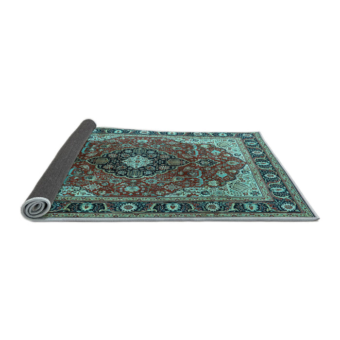 Sideview of Medallion Light Blue Traditional Rug, tr439lblu