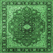 Square Medallion Emerald Green Traditional Rug, tr439emgrn