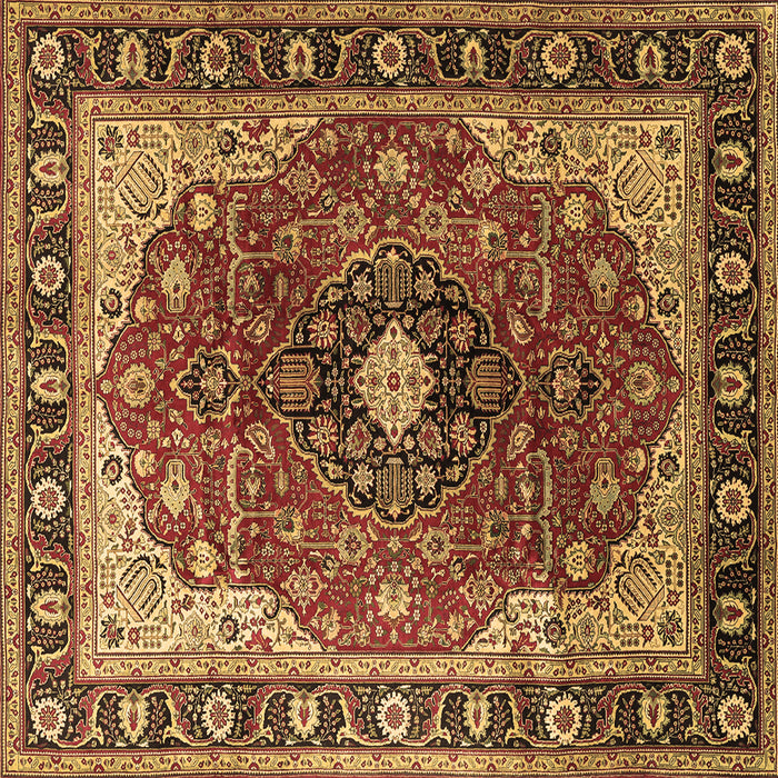 Square Machine Washable Medallion Brown Traditional Rug, wshtr439brn