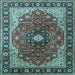 Square Medallion Light Blue Traditional Rug, tr439lblu