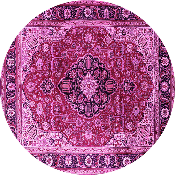 Round Medallion Pink Traditional Rug, tr439pnk