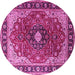 Round Medallion Pink Traditional Rug, tr439pnk