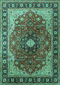 Medallion Turquoise Traditional Rug, tr439turq