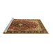 Sideview of Machine Washable Medallion Brown Traditional Rug, wshtr439brn