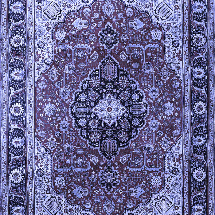 Machine Washable Medallion Blue Traditional Rug, wshtr439blu