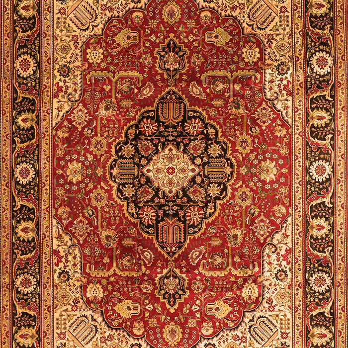 Serging Thickness of Machine Washable Medallion Orange Traditional Area Rugs, wshtr439org