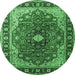 Round Medallion Emerald Green Traditional Rug, tr439emgrn