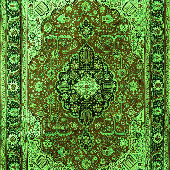 Serging Thickness of Machine Washable Medallion Green Traditional Area Rugs, wshtr439grn