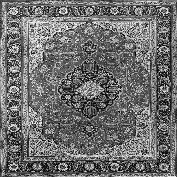 Round Machine Washable Medallion Gray Traditional Rug, wshtr439gry